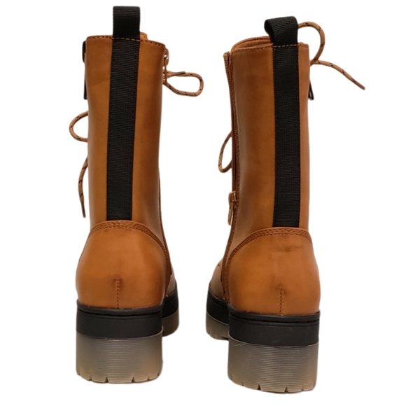 NWOT Mid Calf Lace Up Zip Up Lug Sole Combat Boots - Picture 5 of 6